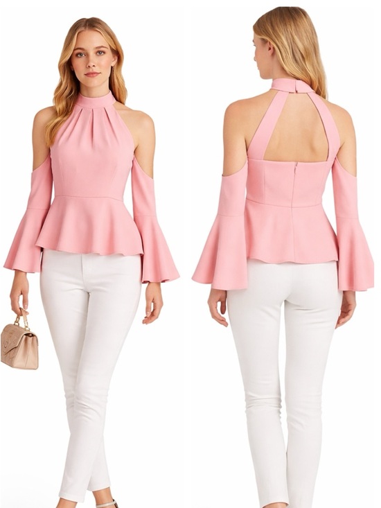 Tops - Blush Pink Cold Shoulder Side Sleeve Top